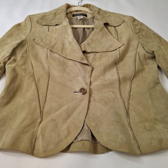 Vintage Jones New York Genuine Suede Leather Blazer Jacket Sz L Smart Cozy - Picture 5 of 16